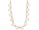 14K Yellow Gold Cable with Open Flat Hearts Necklace (16 Inches)